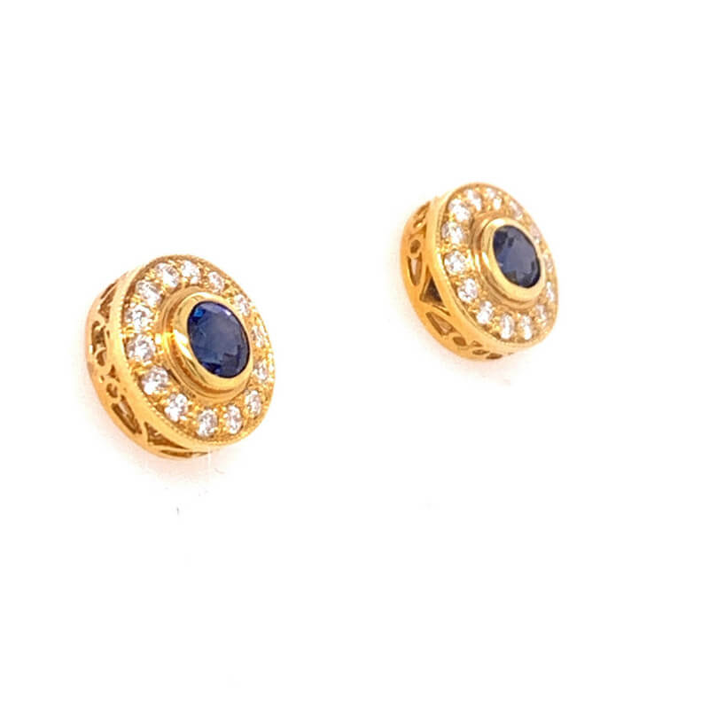 Blue Sapphire And Diamond 14K Earrings Adeler Jewelers   Jewelry010 