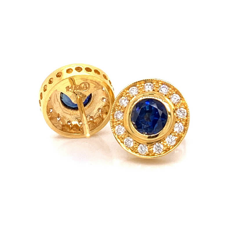 14K Yellow Gold Blue Sapphire and Diamond