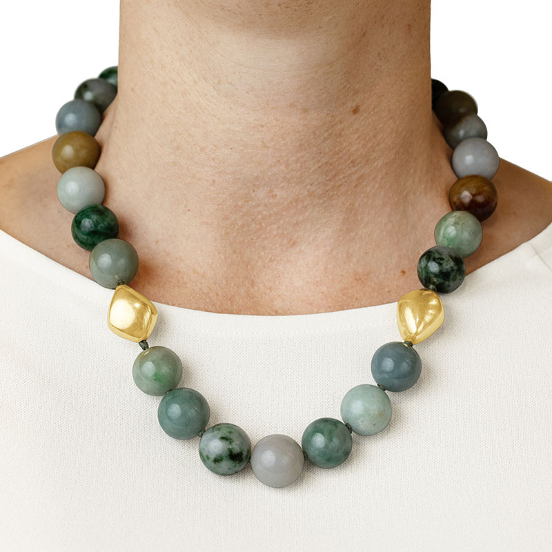 showcasing a Jade Bead Necklace