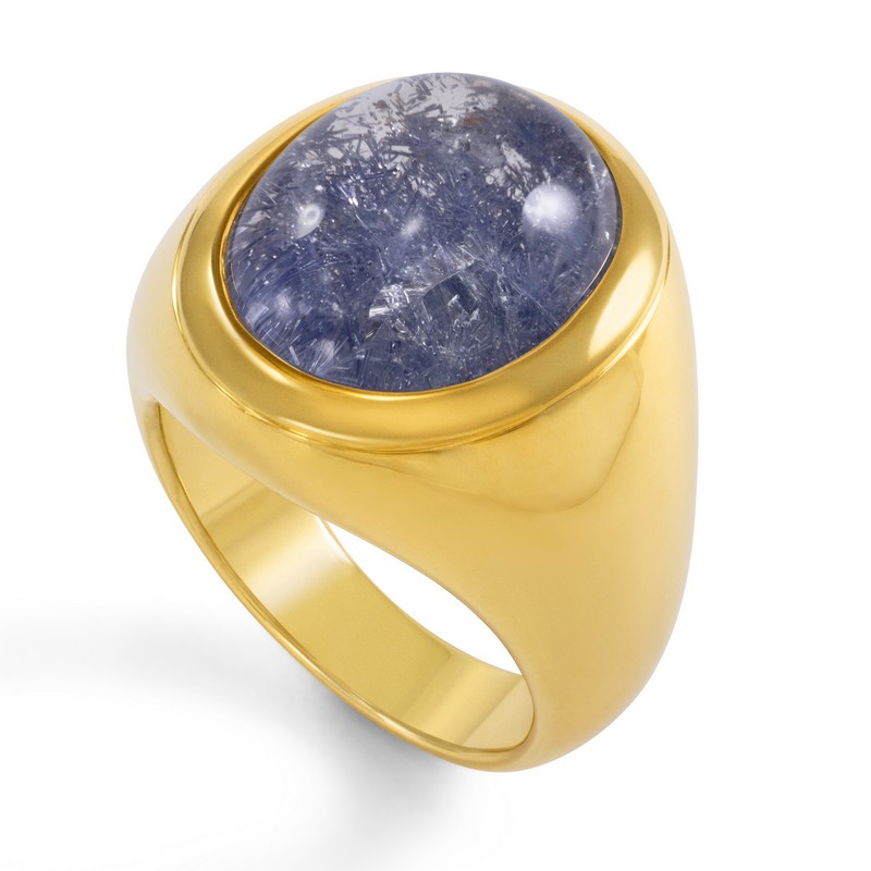 Translucent Dumortierite in 18kt Yellow Gold