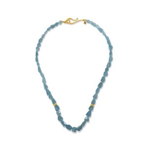 Raw Aquamarine and Gold Bead Necklace