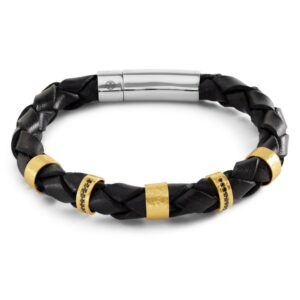 Black Diamond and Leather Bracelet