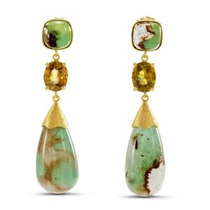 Aquaprase and Sphene Dangle Earrings